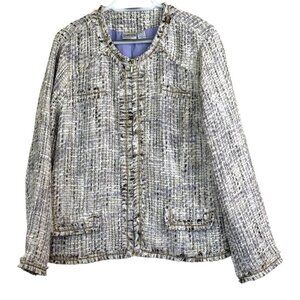 Chico's Women's Golden Tweed Theola Zip Front Jacket Brown Size 3(XL) NWT